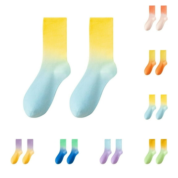 QLEICOM Socks for Women,Mens Socks,Unisex Mid-Crew Socks with Color Gradient for Athletic Wear and Fashion Style Colorful Socks Great for Running Gym and Everyday Streetwear Green