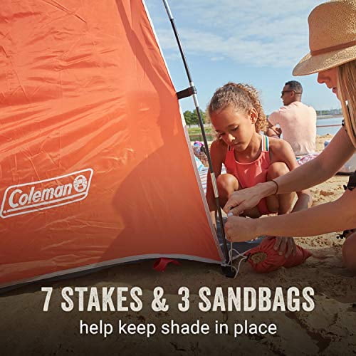 Coleman Skyshade Large Compact Beach Shade, Tiger Lily Orange, Sun Shade &  Shelter, UV Protectant (UPF 50+) Shade Tent