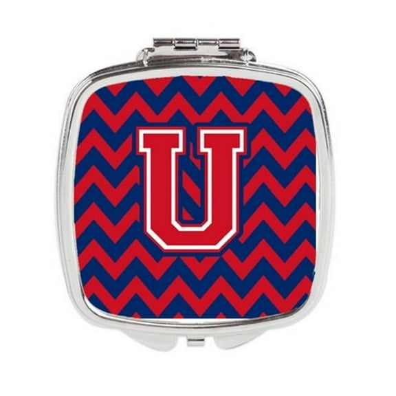 Letter U Chevron Yale Blue & Crimson Compact Mirror - Yale Blue & Crimson - 3in. H x 0.3in. W x 2.75in. L - 0.15 lbs