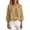 Khaki, variant on Bosfbaoi 3/4 Puff Sleeve Womens Tops Solid Round Neck Loose Linen Blend Casual Blouses