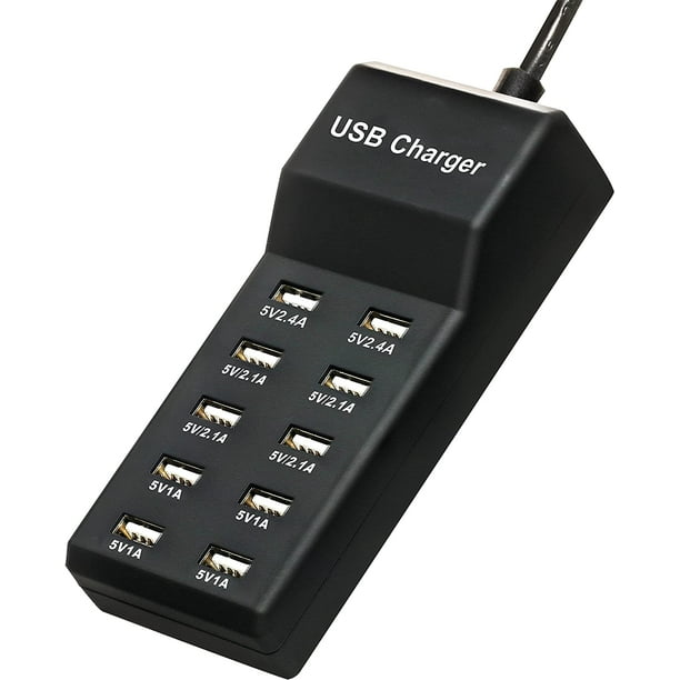 USB Charger,5V 10A(50W) USB Charging Station with 10Port FamilySized