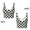 thumbnail image 3 of Haiem Black and White Checkerboard Pattern Womens Sports Bra - U Neck Padded Low Impact Yoga Bra Workout Crop Top Gym Moisture-Wicking Workout Vest -Medium, 3 of 7