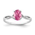 thumbnail image 1 of Solid 14k White Gold 7x5mm Oval Simulated Pink Tourmaline Ring, 1 of 1