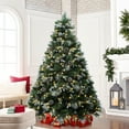 thumbnail image 6 of LuxenHome 7Ft Pre-Lit Green & White Pine Christmas Tree with Pinecones & Metal Stand, Holiday Decor, 6 of 9