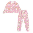 thumbnail image 5 of FOR U DESIGNS Pink Cat Drawstring Pajamas Pants Long Sleeve Top and Pants 2 Pack Size XL Pjs Lightweight Lounge Set with Pockets Sleepwear for Women Nightwear Fall, 5 of 6