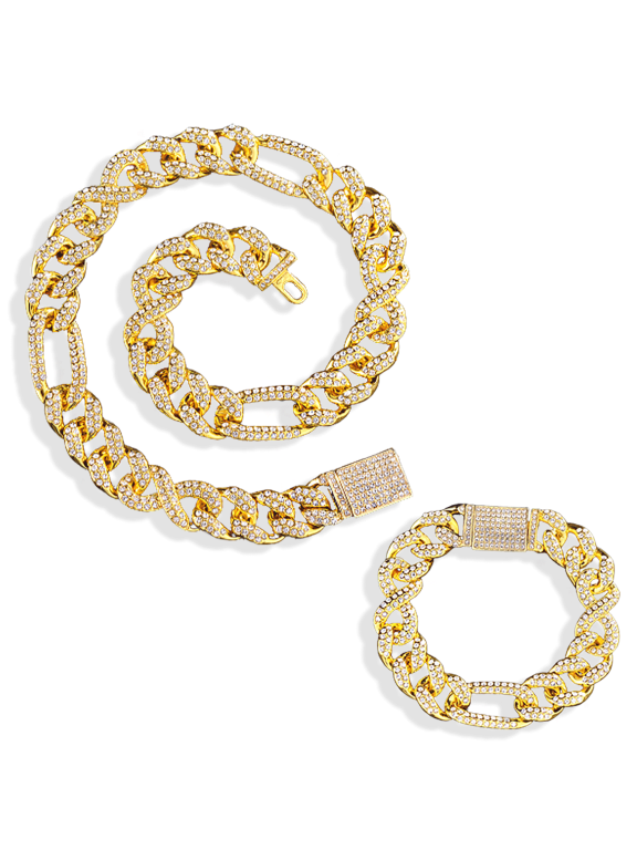 Infinity Loop Necklace & Bracelet Set (15mm, Gold)