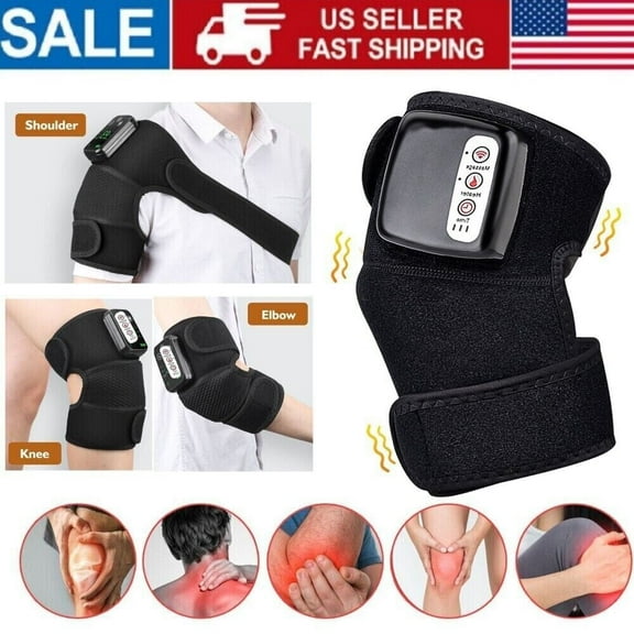 Knee Heating Massager Pads Knee Vibration Massager Knee Brace Wrap for Arthritis Knee Pain Relief Massaging Knee Pad with AC Adapter Knee Heated Vibration Massager
