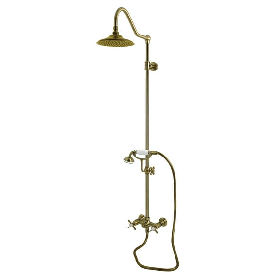 Kingston Brass CCK3663BEX Essx Wall Mount Rain Drop Shower System with Hand Shower, Antique Brass