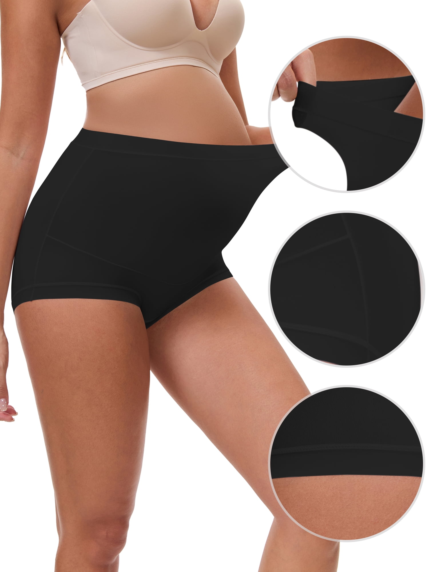 DARING DIVA Women's Plus Full Coverage High Waisted Ice Silk Underwear XXL Black