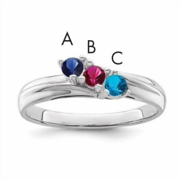 Sterling Silver Rhodium-plated Synthetic 3 Stone Mother's Ring XMR10/3SS