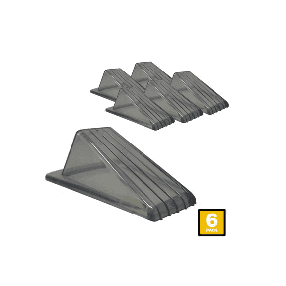 Heavy-Duty Clear Gray Rubber-Like Door Stop (6-Pack)