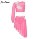 thumbnail image 2 of Kids Girls Sheer Mesh Lyrical Dance Outfit Ballet Tutu One Shoulder Long Sleeve Crop Top with Leotard Skirt Ballerina Dancewear8 Gong Bohan LED, 2 of 2