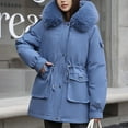 thumbnail image 2 of Womens Winter Coats Thicken Warm Parka Oversized Puffer Jacket Padded Outerwear with Shaggy Hood Adjustable Waist Trendy 2025 Jackets Coat, 2 of 4