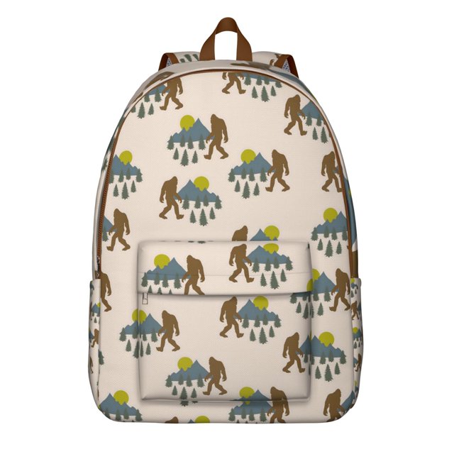Sasquatch Camping Backpack – Funny Bigfoot Footprint Design with Wilderness Pattern for Hiking and Outdoor Enthusiasts