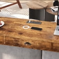 thumbnail image 4 of Aukfa Bar Table Set for 3 with Charging Station and Drawers, 4-Piece Counter Height Dining Table Set with 3 PU Stools, Brown, 4 of 7