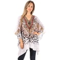 thumbnail image 5 of Sakkas Aymee Women's Caftan Poncho Cover up V neck Top Lace up With Rhinestone - EW284-White - One Size, 5 of 5