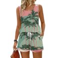 thumbnail image 2 of Stralyhd Two Piece Sets for Women Hawaiian Print 2026 Summer Sets Travel Vacation Shorts Outfits Loose Casual Matching Lounge Set Pink XL, 2 of 5
