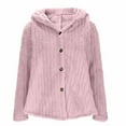 thumbnail image 5 of Lixiuxyad Fuzzy Hooded Jacket Women's Jacket Winter Warm Soft Hooded Coat Long Sleeve Button Front Loose Fit Casual Outerwear For Daily Wear Pink, 5 of 6