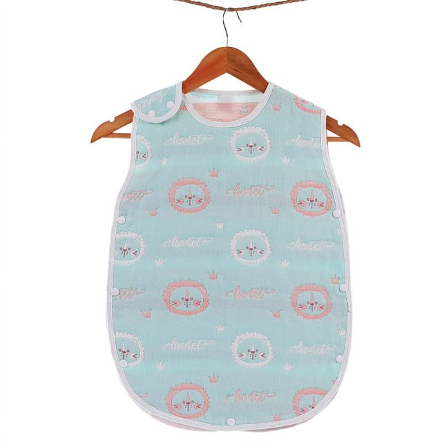 Saco de dormir con chaleco para bebé, de gasa de algodón de seis capas, con dibujos animados para niños, no fluorescente, estilo chaleco de 6 capas, edredón antipatadas para las cuatro estaciones
