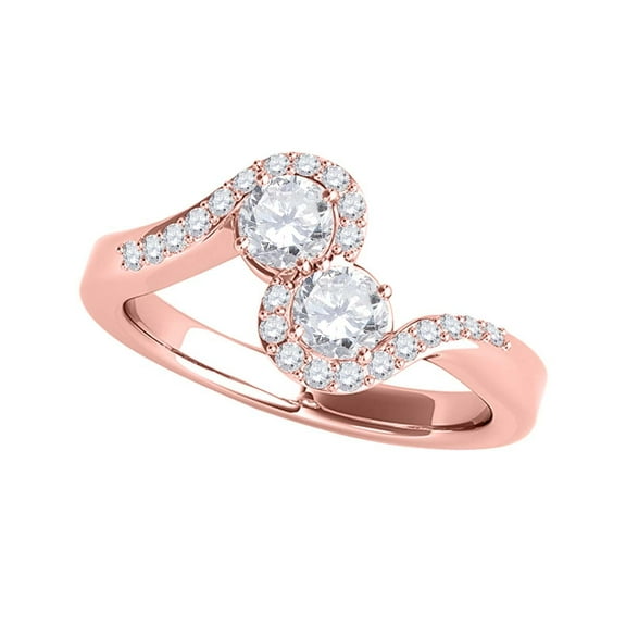Mauli Jewels Engagement Rings for Women 1/2 Carat Two Stone Diamond Engagement Ring Crafted 4 Prong 14k Rose Gold