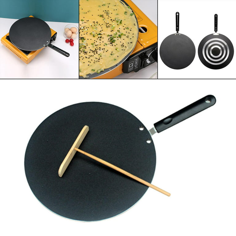 Mini Pancake Round Griddle Indian Pan Skillet Iron 1 Piece for Pancakes Cooktop Stovetop Kitchen Tool for Chef, Size: 47x30cm, Black