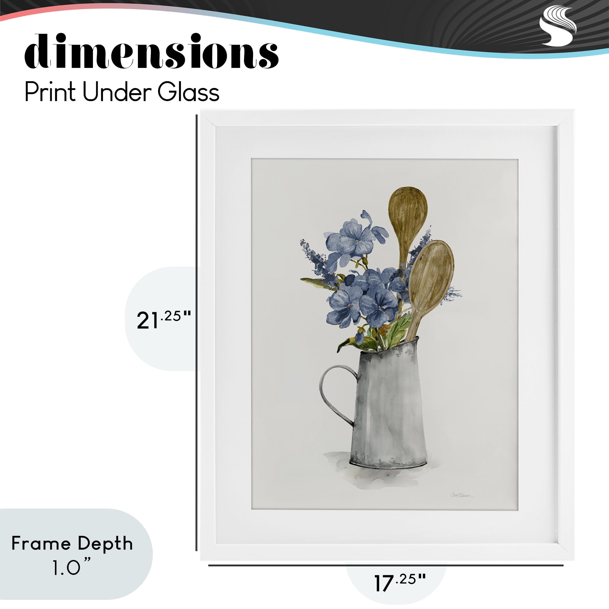 Stupell Industries Kitchen Spoons & Blue Blooms White Framed Print Under Glass, design by Carol Robinson