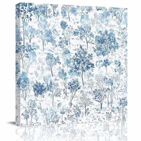 Framed Canvas Wall Art for Living Room Maple Tree Pine Wall Decor, Watercolor Plants Blue Aesthetic Paintings for Bedroom Office Kitchen Bathroom, Ready to Hang Artwork Wall Pictures 8x8 Inch