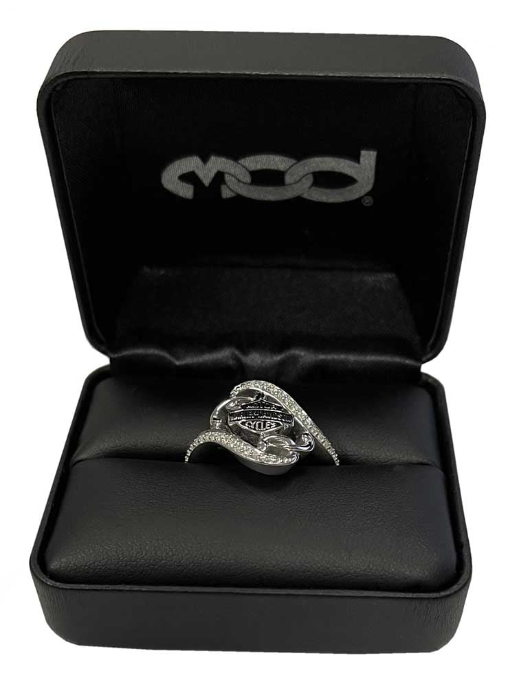 finition argent HDR0473 Harley-Davidson Femme Bling Filigrane Bar & Shield Ring finition argent HDR0473 Harley-Davidson Femme Bling Filigrane Bar & Shield Ring