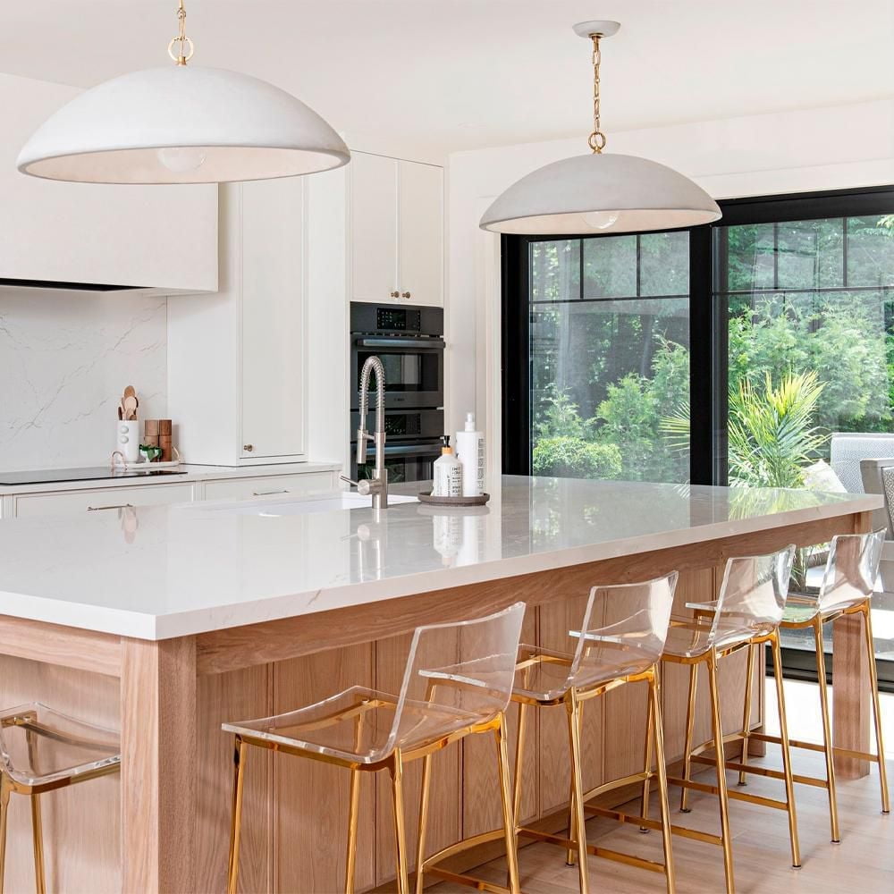 Heavenly Collection Set of 3 Clear Acrylic & Gold Counter Stools – Ideal for Kitchen Island or Dining Area