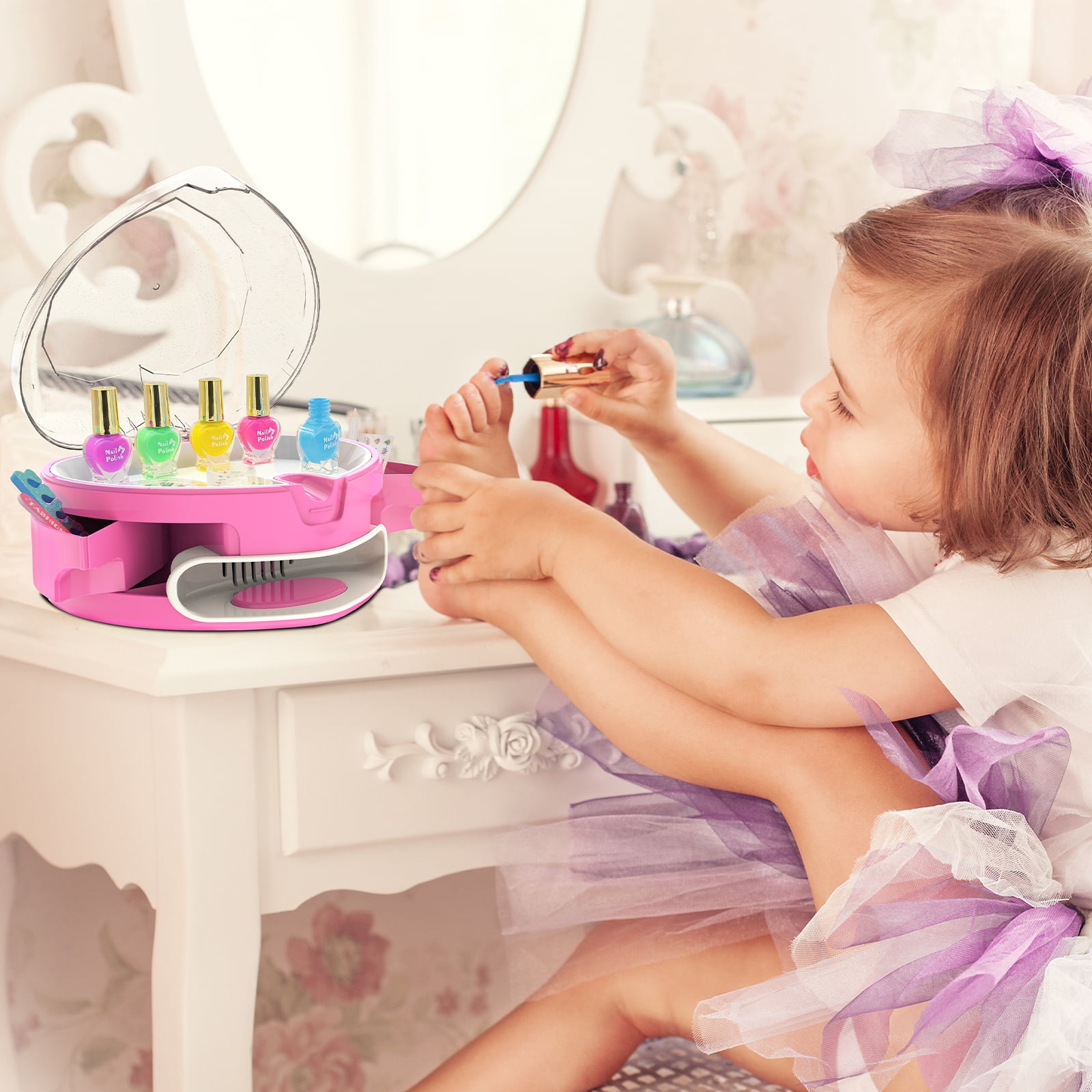 BATTOP Kids Nail Kit Toys for Girl 6-12-Year-Old Girls' Nail Polish Set, with All-in-One Organizer Kit - Dress-up Toy