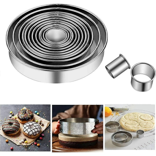 12 Pieces Round Cookie Biscuit Cutter Set,304 Stainless Steel Cookie Cutters And Donut Cutter Ring Molds For Dough Pastry Biscuits Muffins Fondant Don