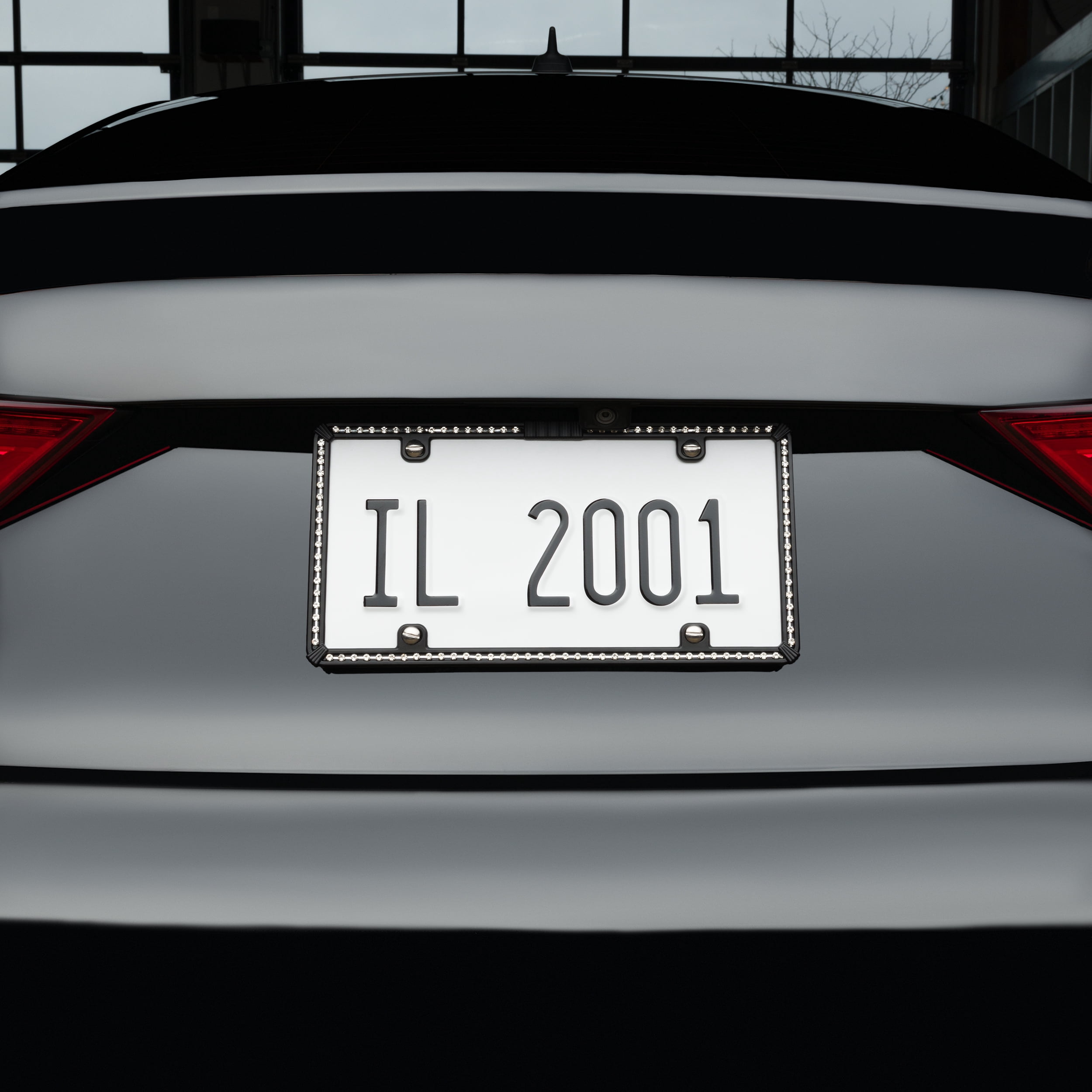 Auto Drive Black Metal Bling Automotive License Plate Frame, 92854W