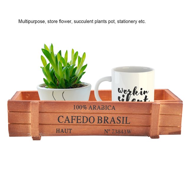 Herwey Vintage Wood Flower Planter Succulent Pot Rectangle Box for Home Desktop Storage Tray ,Flower Pot Box, Succulent Storage