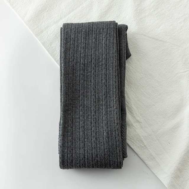 Medias de punto blancas gruesas de cintura alta para primavera y otoño, prendas de vestir exteriores para mujer, ropa interior de algodón a rayas