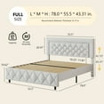 thumbnail image 6 of 4 EVER WINNER Full Bed Frame, Upholstered Platform Bed Frame with Headboard and Footboard, Diamond Headboard and Footboard Design, White, 6 of 7