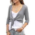 thumbnail image 2 of Spring Autumn Women Half Sleeve Light Weight Cardigan Crop Tops, 2 of 4