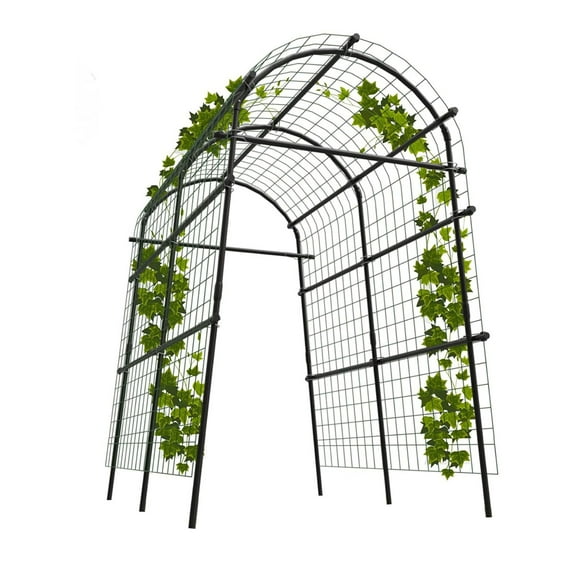 AAtaucjin Garden Arch Trellis, 7.5Ft Tall Metal Garden Trellis with Netting for Climbing Plants, Vegetables, Flowers, Outdoor Pergola Arbor Wedding Party Decoration