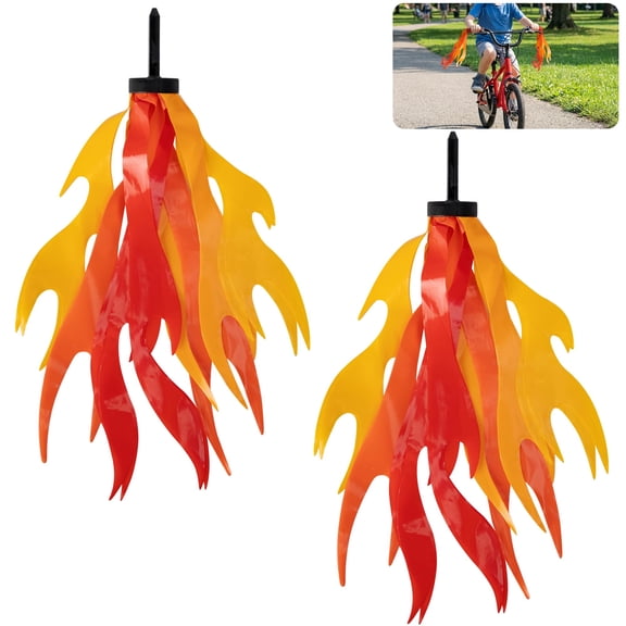 EBaokuup 2 Pcs Flame Bike Streamers, 10 Inch Bicycle Handlebar Tassels for Kids Bike Accessories