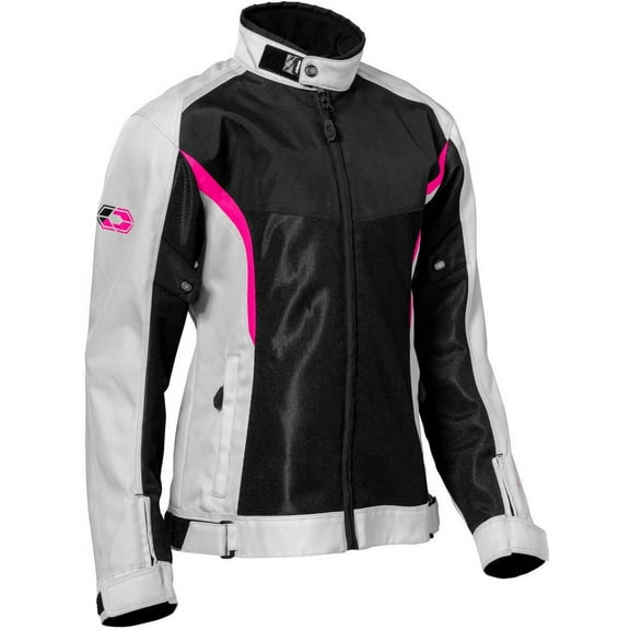Castle Pulse 2 Womens Textile Motorcycle Jacket Silver/Black/Pink Glo MD