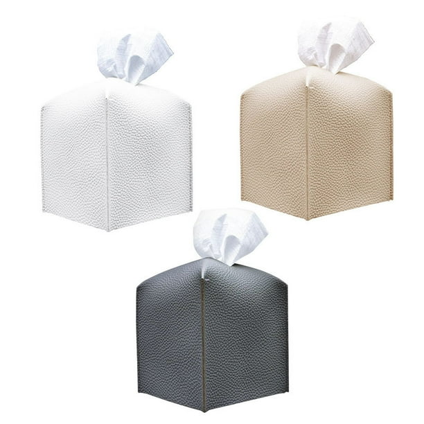 Caja De Pañuelos Cuadrada En Refinado Cuero Sintético Moderno. Titular decorativo
