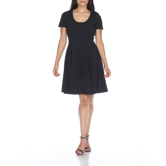 White Mark Women's Short Sleeve Fit and Flare Dress