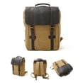 thumbnail image 2 of Ismart Leather Backpack with Waterproof Canvas, Durable Leather Backpack Khaki, 2 of 2