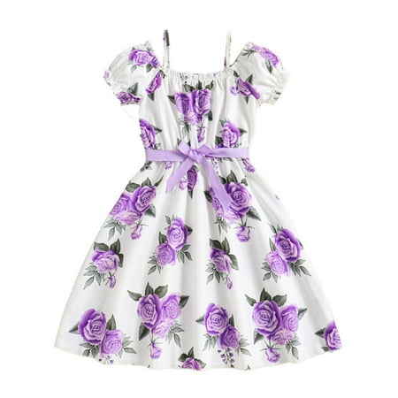 

Girls Clothes 10 Years Old Dress 2024 Summer Children s One Line Strap Short Sleeved Dress