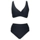 thumbnail image 4 of Trajes de Baño de Mujer de Cintura Alta Cuello en V Vendaje Sólido Ajustamiento Apretado Reunión Traje de Baño Conjunto Dividido, 4 of 6