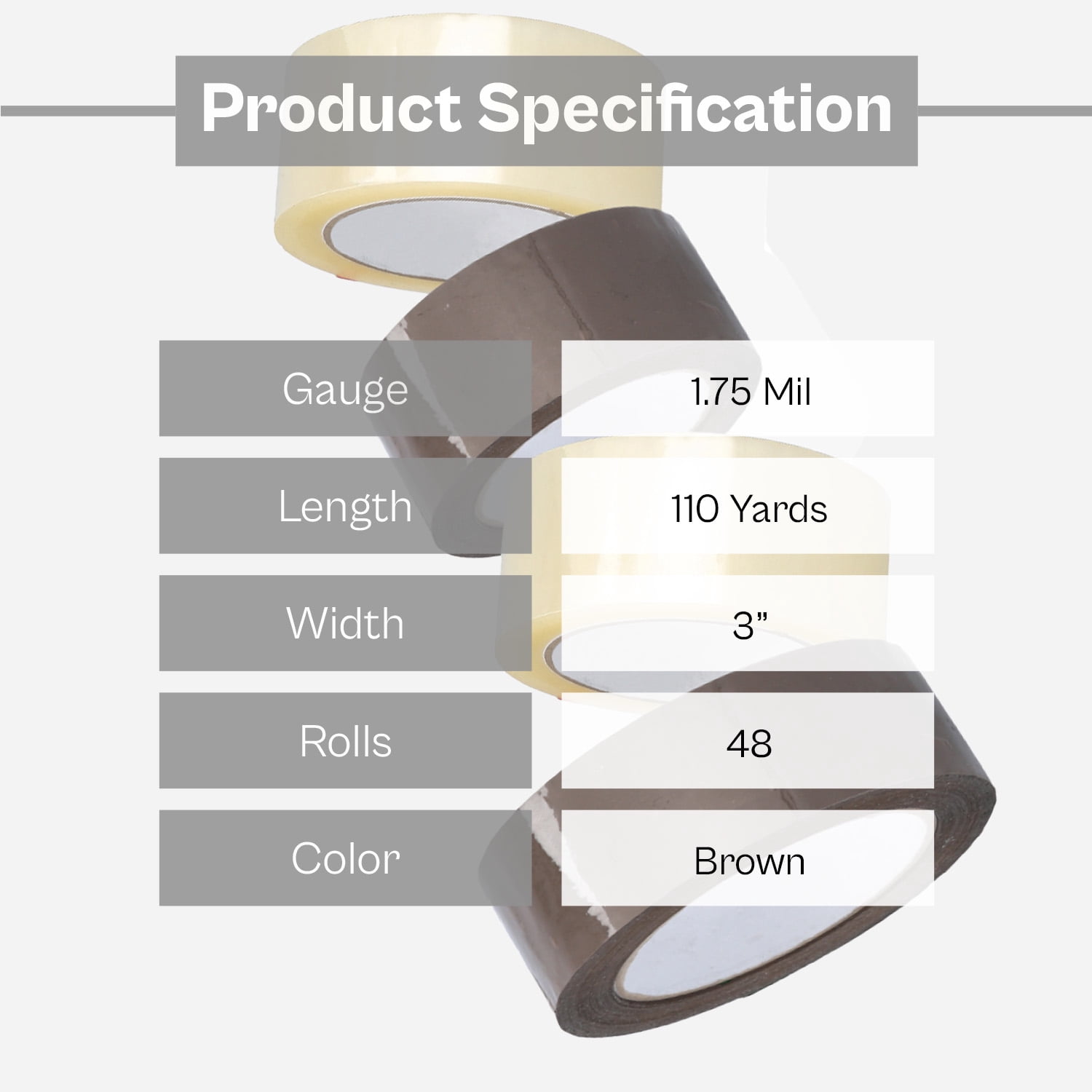Shield Tape Packing Tape, 2.83 Inch x 110 Yards 48 Rolls, 1.75 Mil, 3 Inch Core