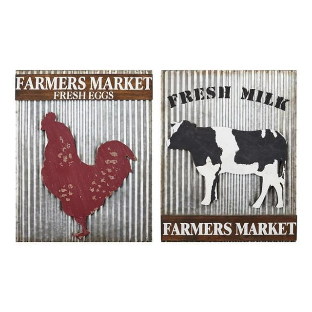 IMAX ZA0217244 Farmhouse Fresh Wall Decor - Silver, Set of 2