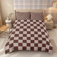 thumbnail image 3 of Homewish Retro Plaid Duvet Cover Queen, Classic Grid Queen Bedding, Brown Tan,Reversible,3-Piece,No Comforter1 Duvet Cover and 2 Pillowcases, 3 of 6