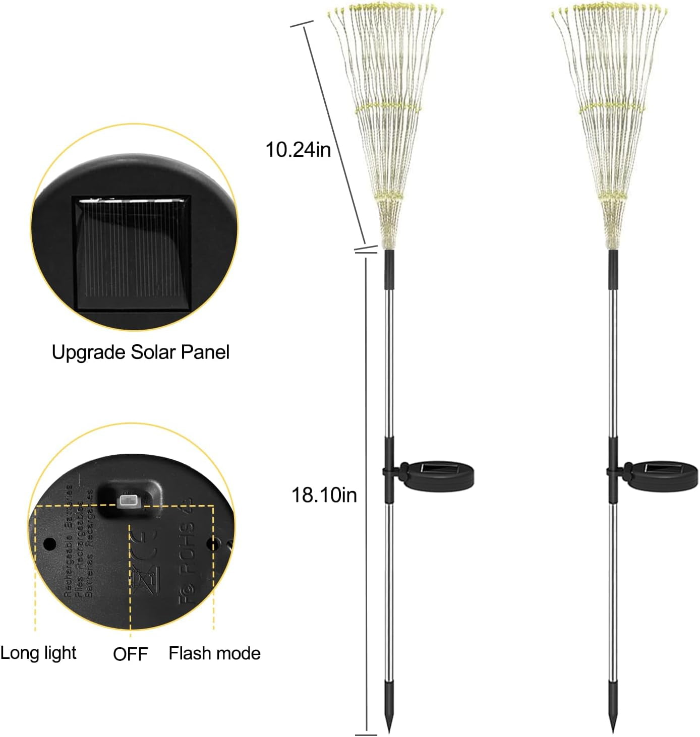 KOMI Solar Fireworks Lights Outdoor: Garden Fairy Light Waterproof for Yard Decorative Outside - LED Sparkler Colorful Lighting Patio House Christmas Decorations 4 Pack