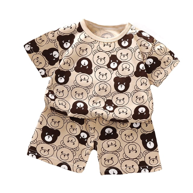 TBWNWG Girls Outfits Set for Summer - Short Sleeved T-Shirt with Matching Shorts Two Piece,Sizes 4-5 Years