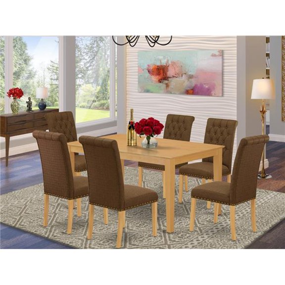 7 Piece Capri Dinette Set - Oak & Dark Coffee